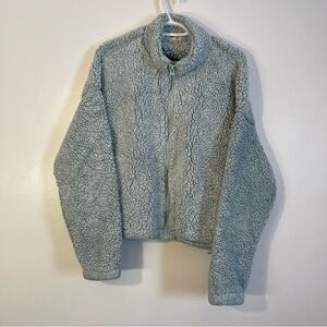 Garage Sherpa Fleece Zip Up Jacket - Blue - Size Large